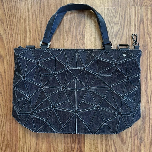 ❌ SOLD ❌ Vintage Issey Miyake Bao Bao Bag Black Distressed Denim Y2K *No Shoulde - Picture 1 of 13